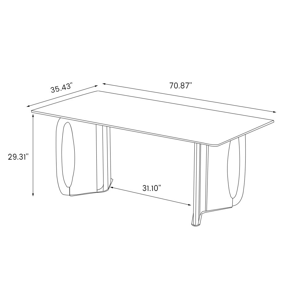 for 6 White Glossy Sintered Stone Dining Tables