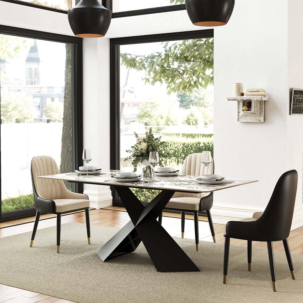 Partly Assemble Pandora Glossy Sintered Stone Dining Tables