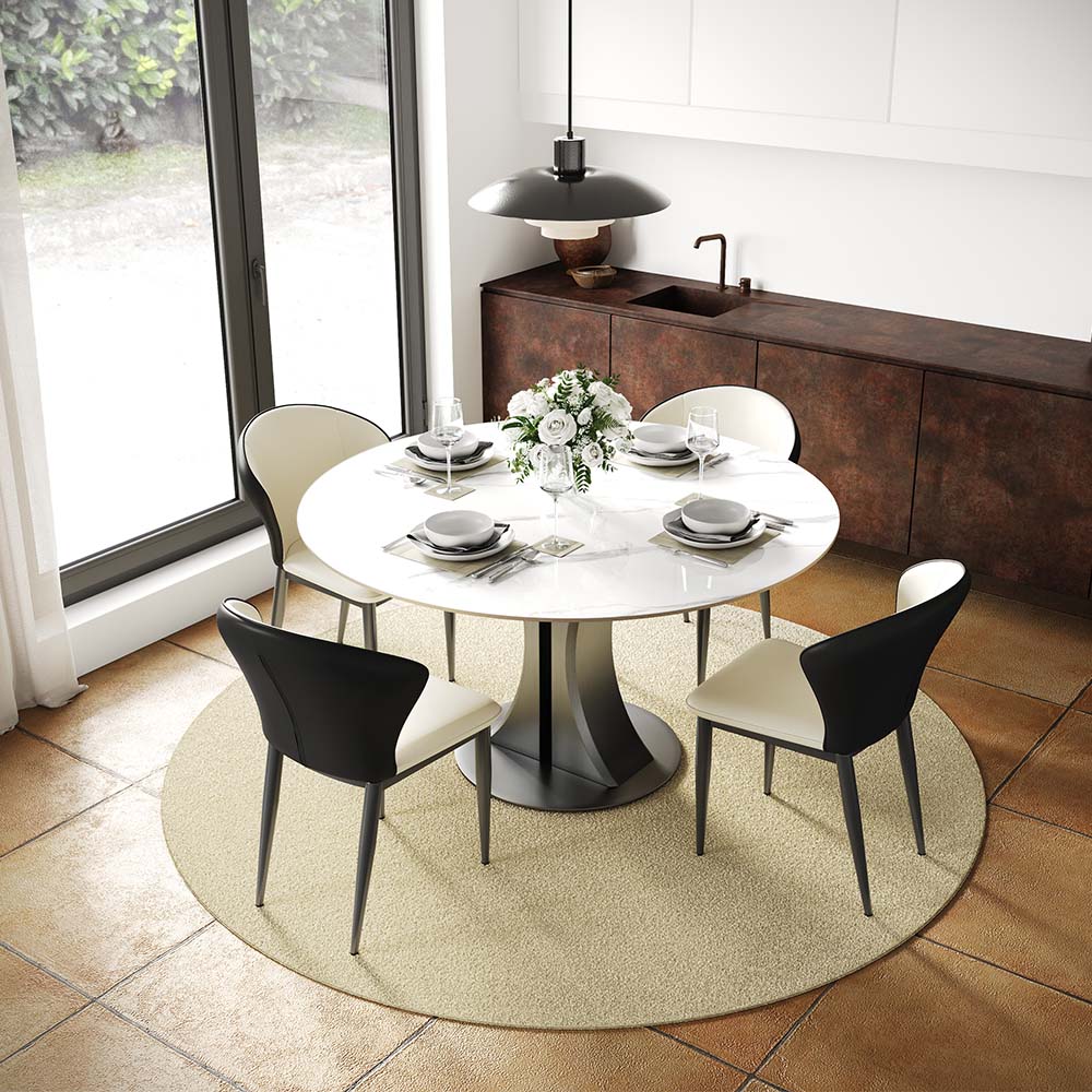 Sintered Stone White Glossy Sintered Stone Dining Tables