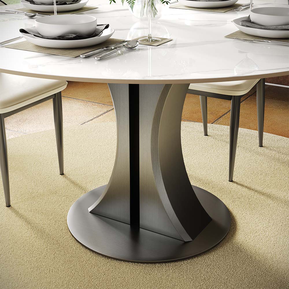 Round White Glossy Sintered Stone Dining Tables