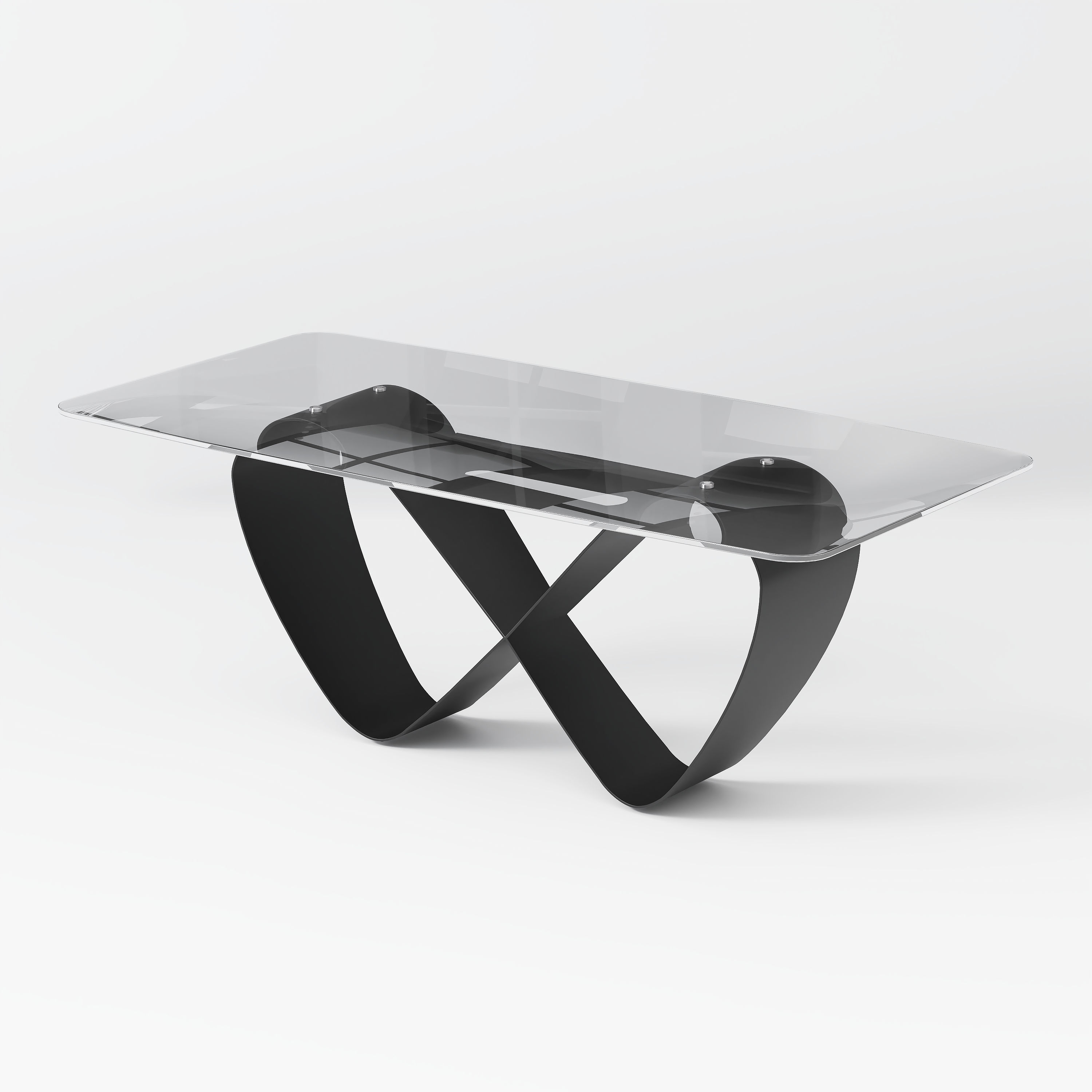 Transparent & Black Tempered Glass Dining Tables