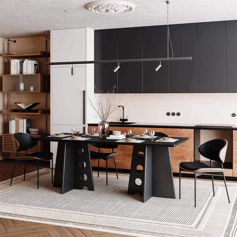 Solid Wood Black MDF & Solid Wood Dining Tables