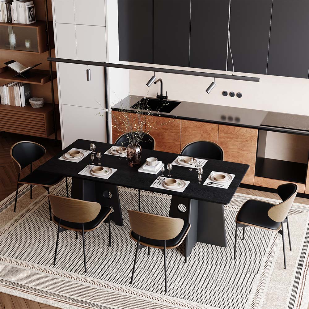 Solid Wood Black MDF & Solid Wood Dining Tables