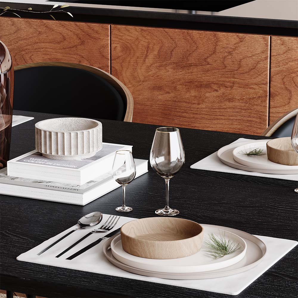 for 6 Black MDF & Solid Wood Dining Tables