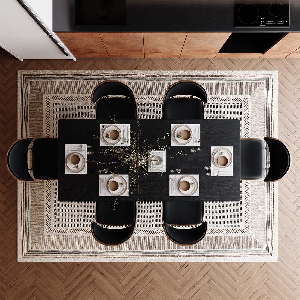 Rectangular Black MDF & Solid Wood Dining Tables