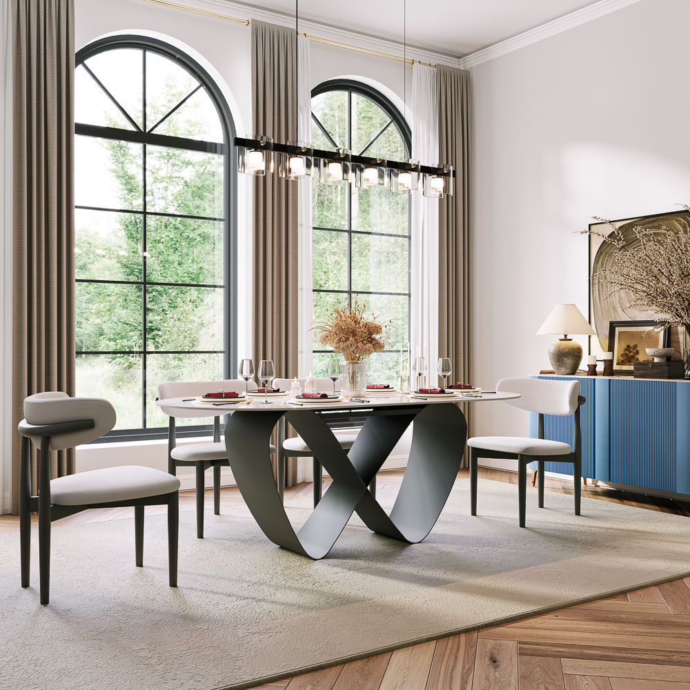 Oval White & Black Dining Tables