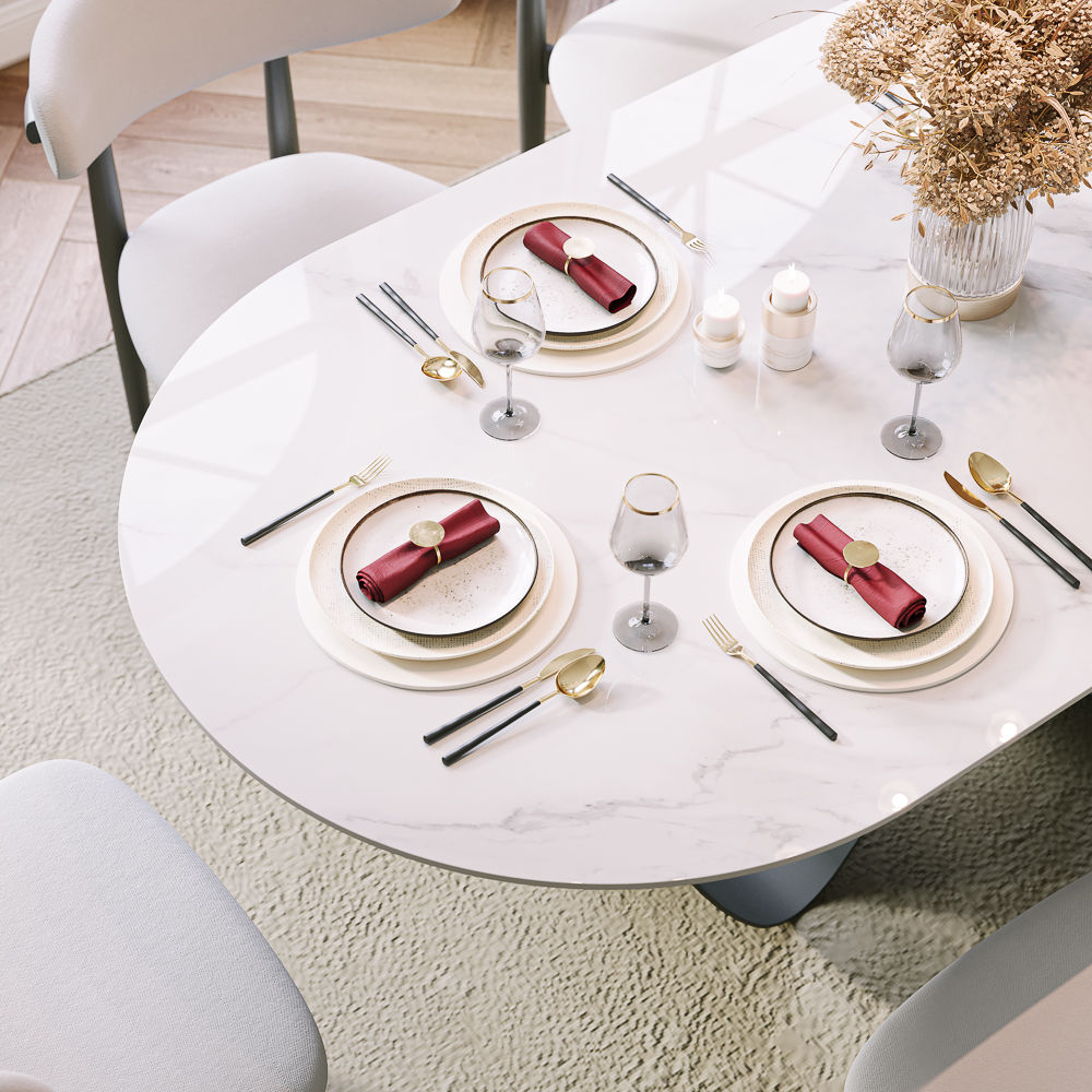 Sintered Stone White & Black Dining Tables