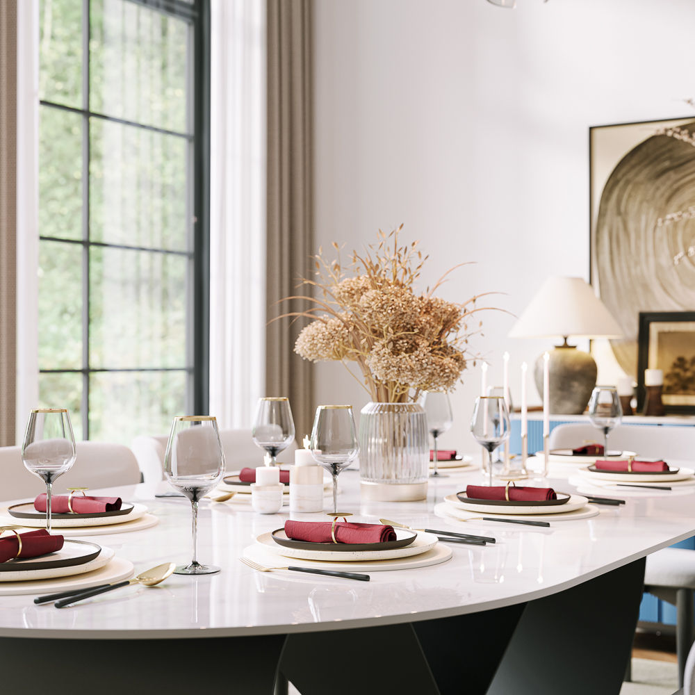 Oval White & Black Dining Tables