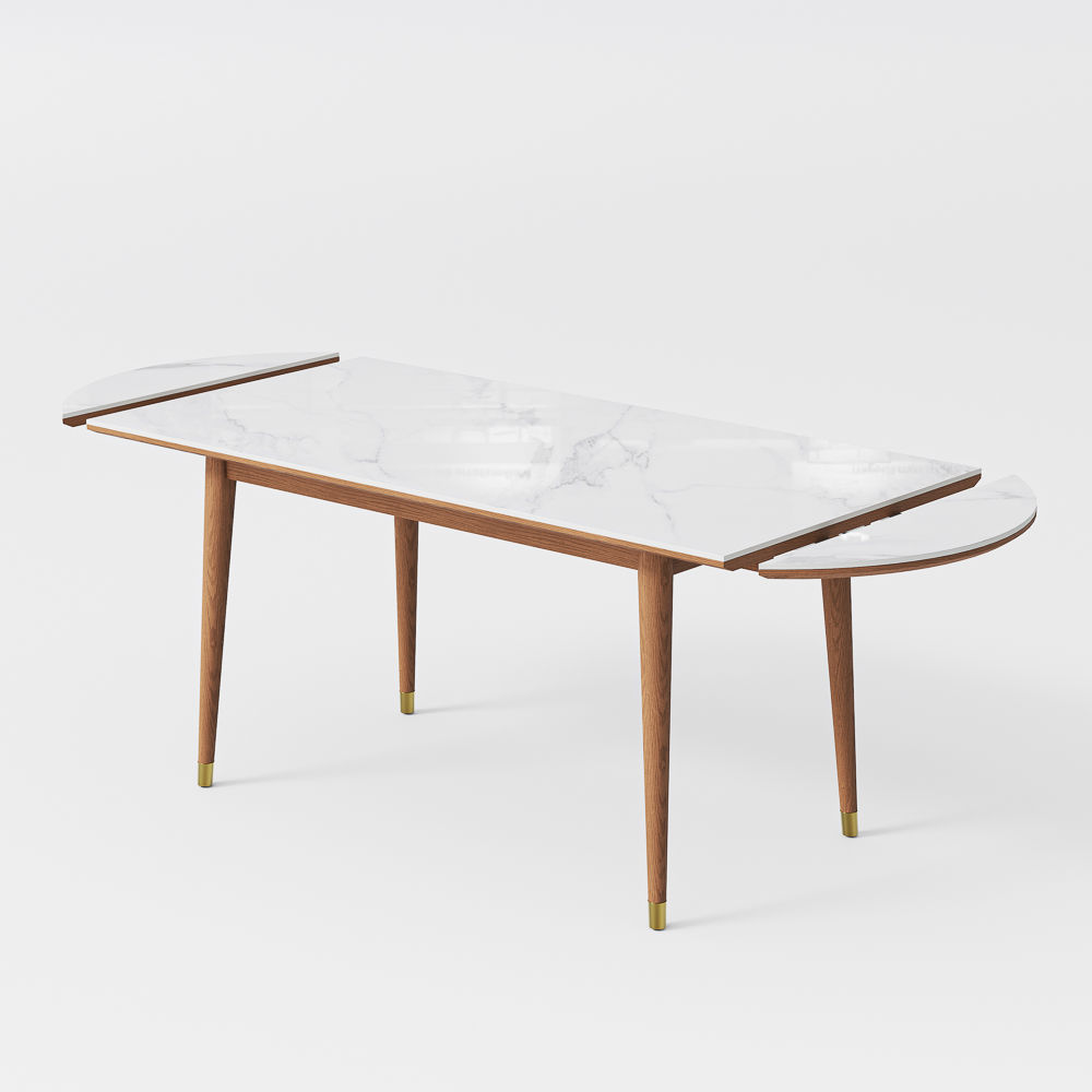 Oval Walnut & White Glossy Sintered Stone Dining Tables