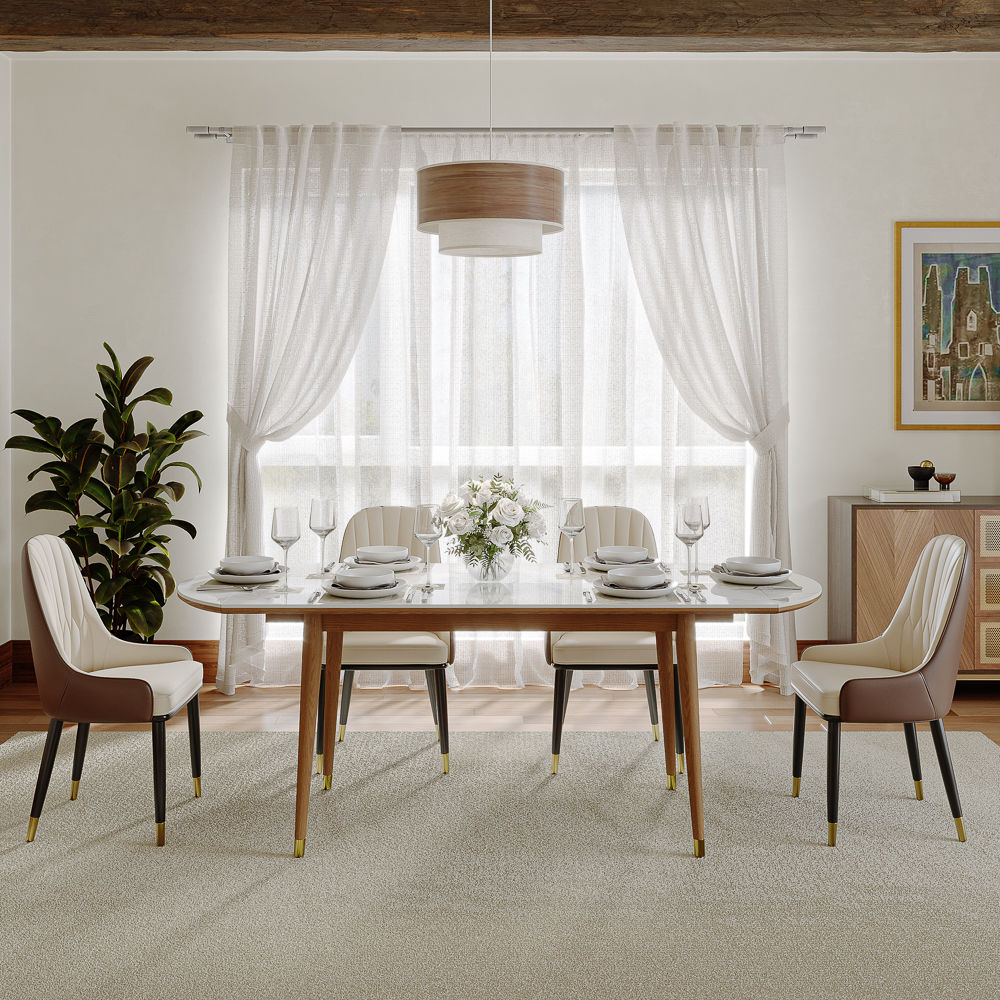 Sintered Stone Walnut & White Glossy Sintered Stone Dining Tables
