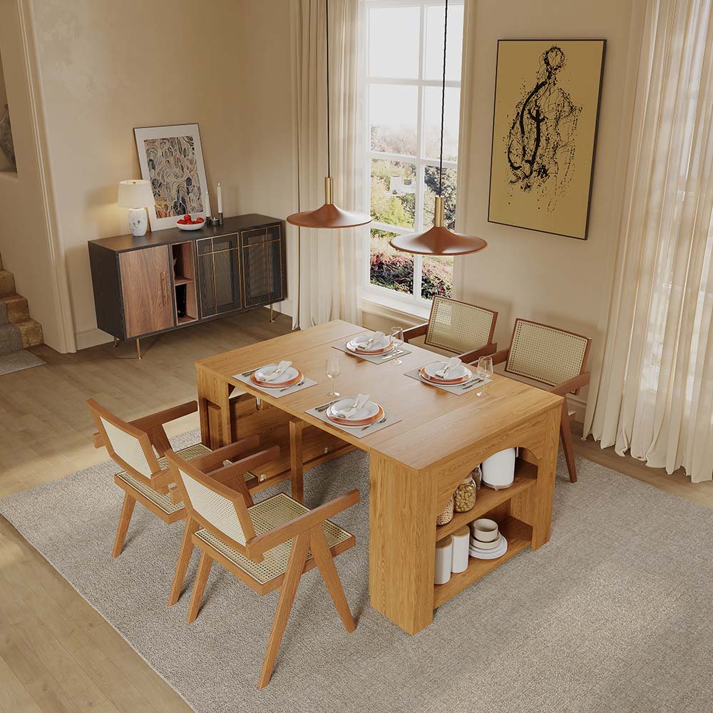 Extendable Walnut Color MDF Dining Tables