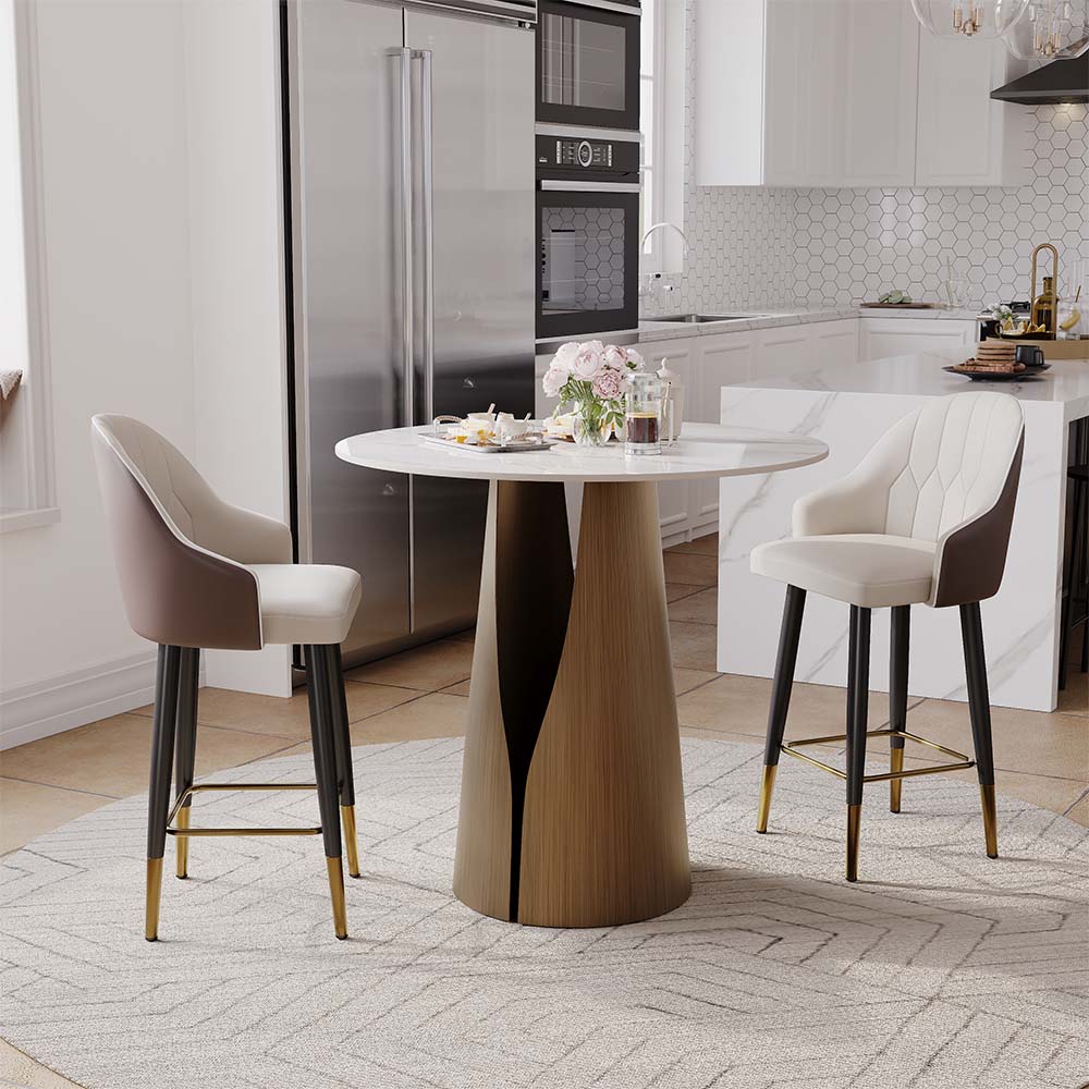 for 4 White & Bronze Glossy Sintered Stone Dining Tables