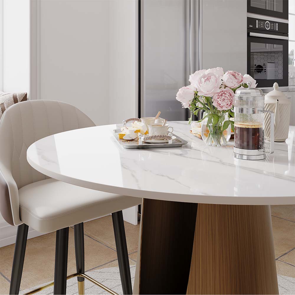 for 4 White & Bronze Glossy Sintered Stone Dining Tables