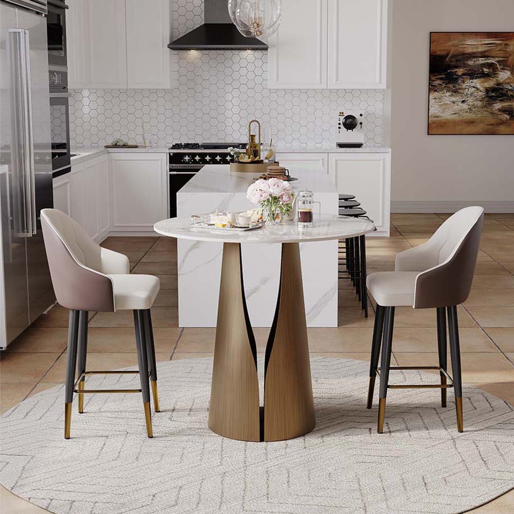 Partly Assemble Pandora & Bronze Glossy Sintered Stone Dining Tables