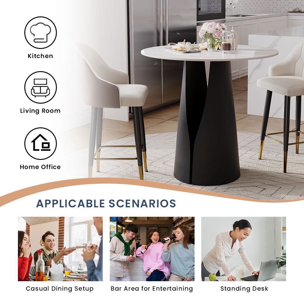 with Chairs White & Black Glossy Sintered Stone Dining Tables