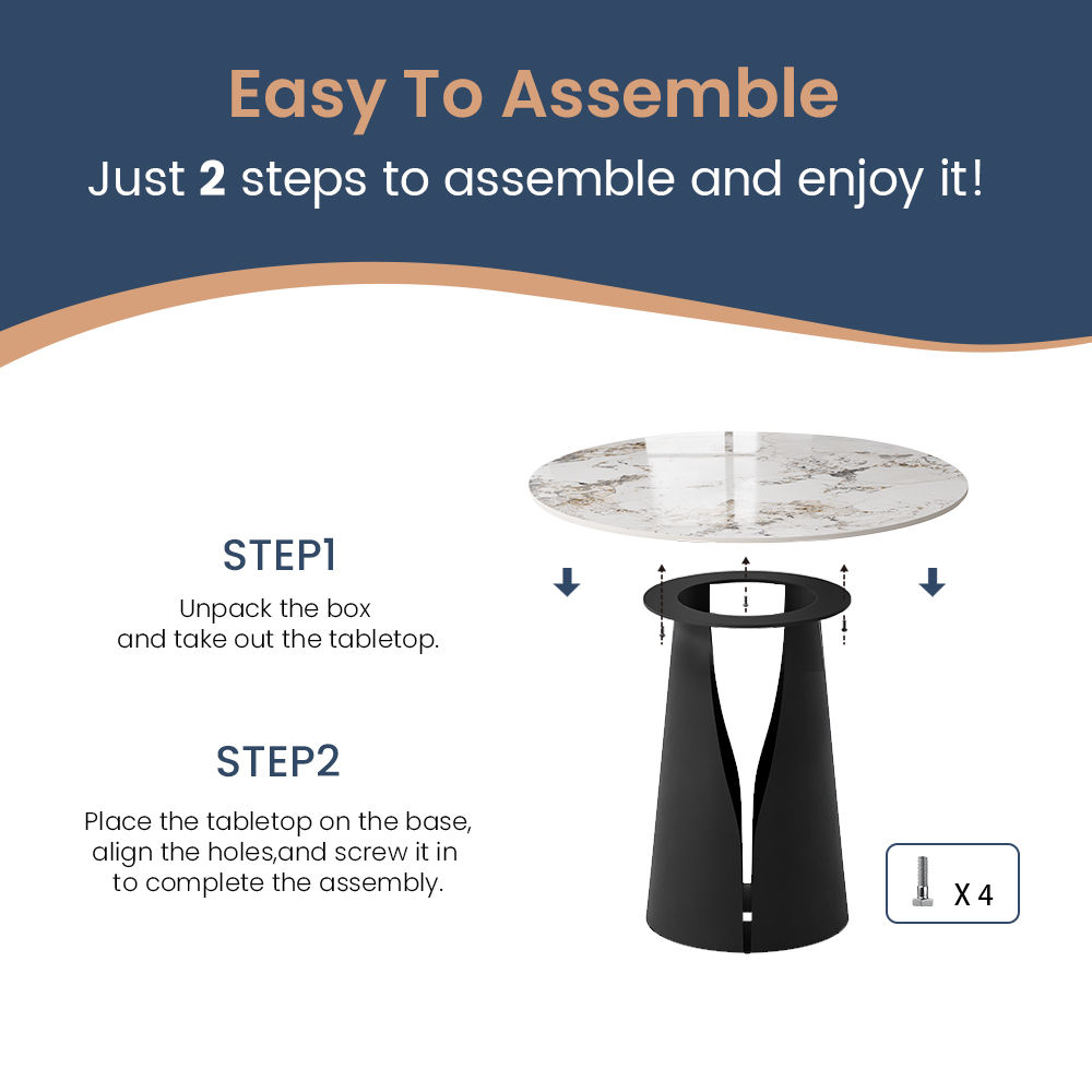 Partly Assemble Pandora & Black Glossy Sintered Stone Dining Tables