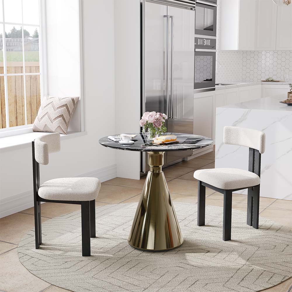 Marble Black & White Faux Marble Dining Tables