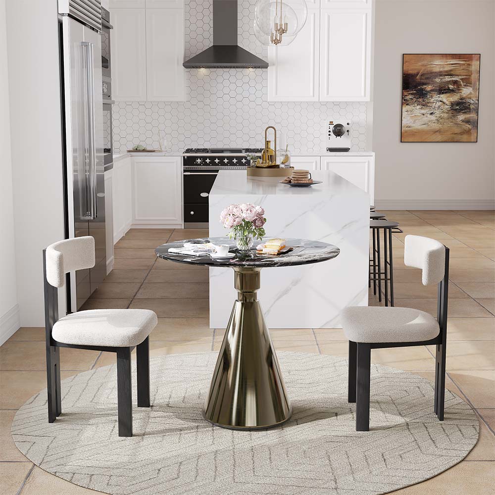 Marble Black & White Faux Marble Dining Tables