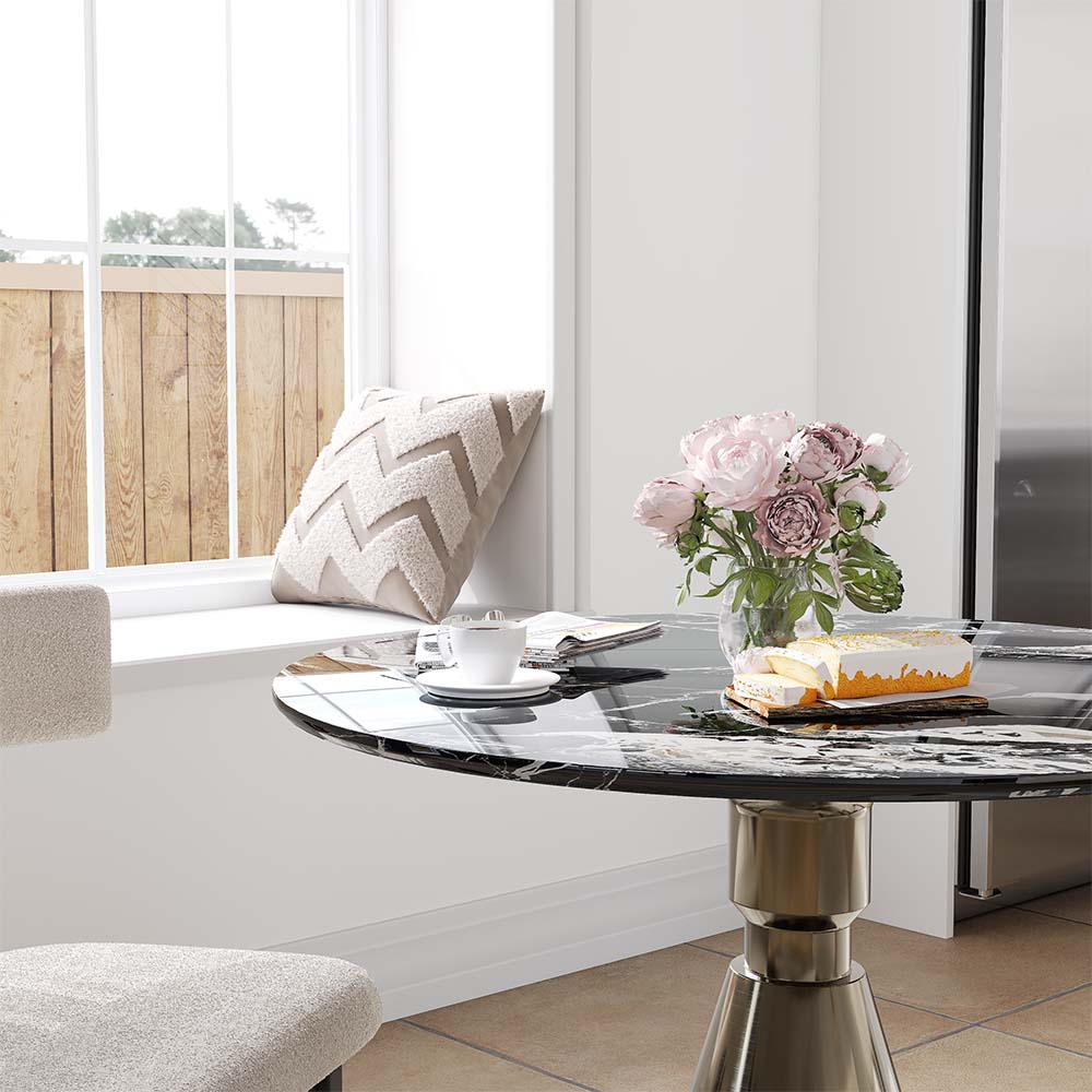 Modern Black & White Faux Marble Dining Tables
