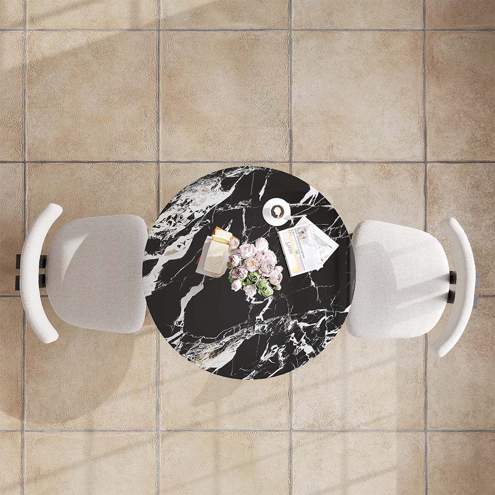 Metal Leg Black & White Faux Marble Dining Tables