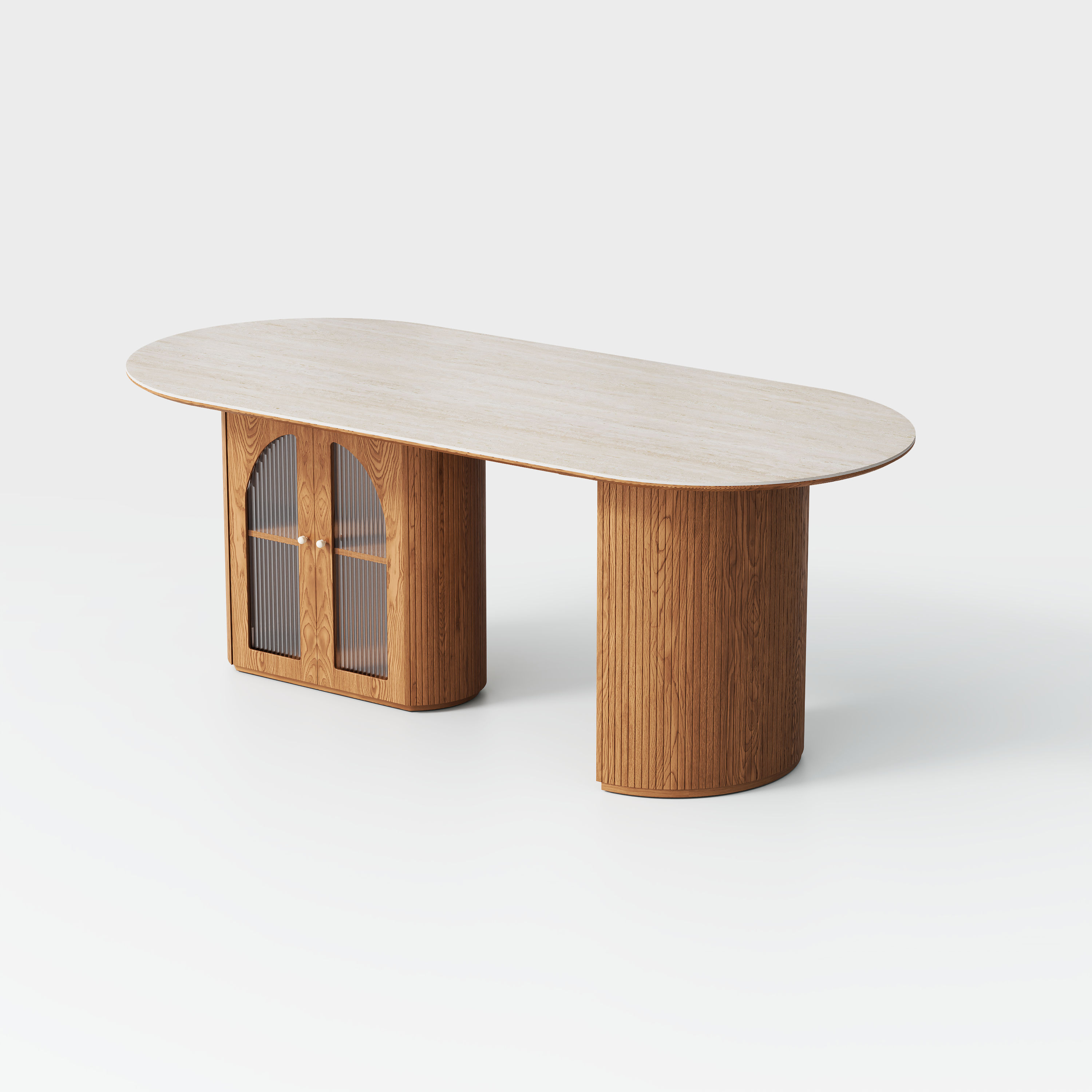 Partly Assemble Yellow & Walnut Matte Sintered Stone Dining Tables