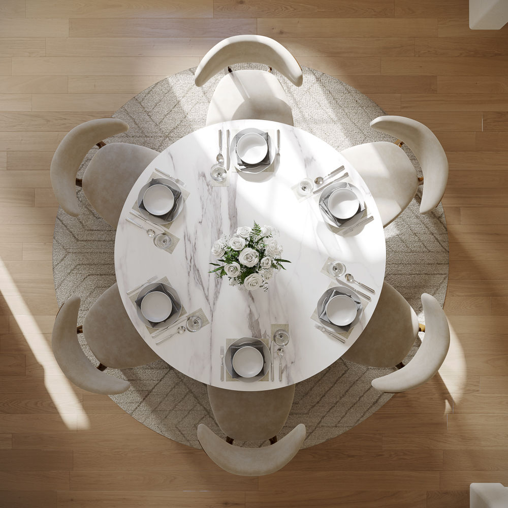 SMILE Walnut & White Solid Wood Dining Tables