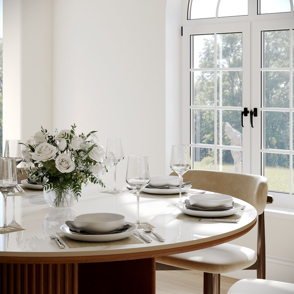 Solid Wood Leg Walnut & White Solid Wood Dining Tables
