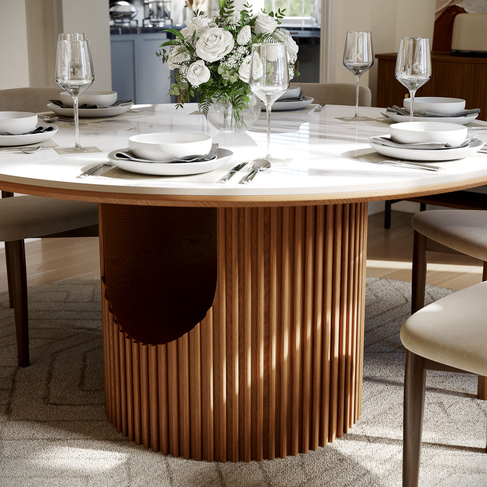 SMILE Walnut & White Solid Wood Dining Tables