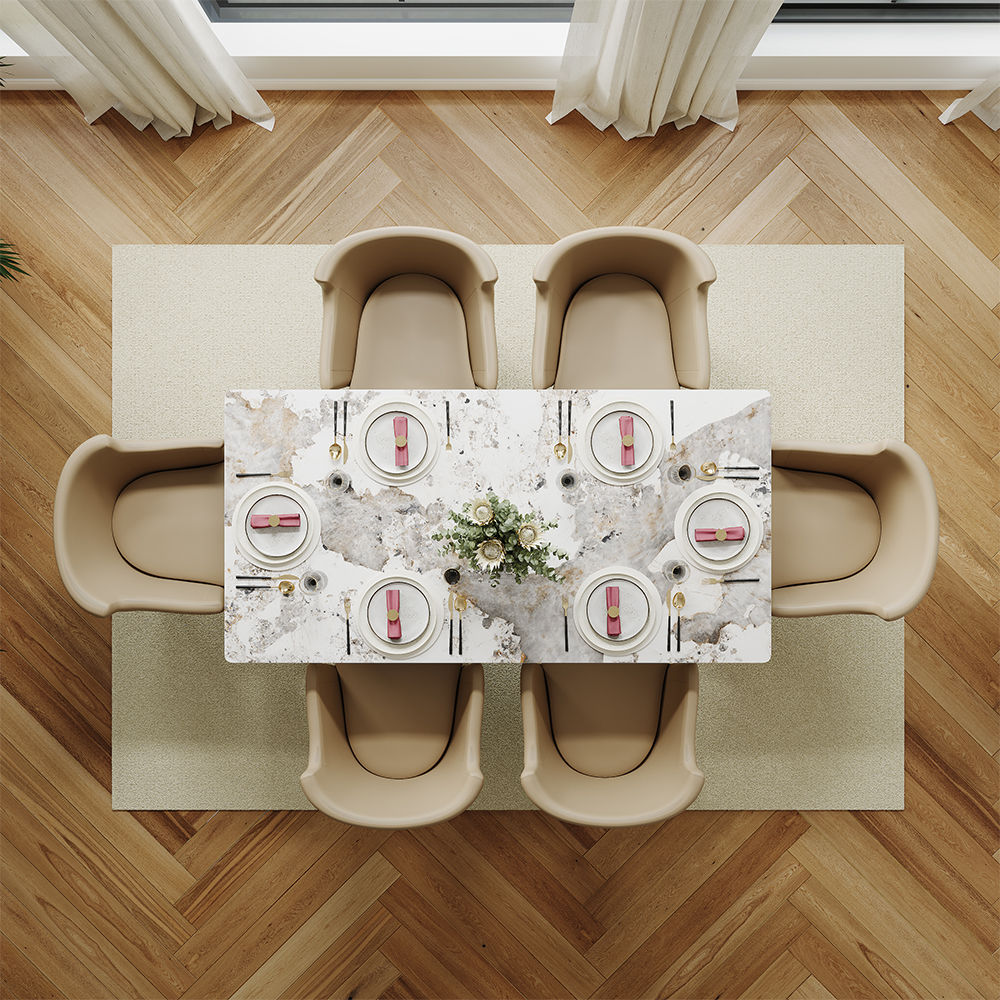 Modern Luxury Pandora & Gold Glossy Sintered Stone Dining Tables