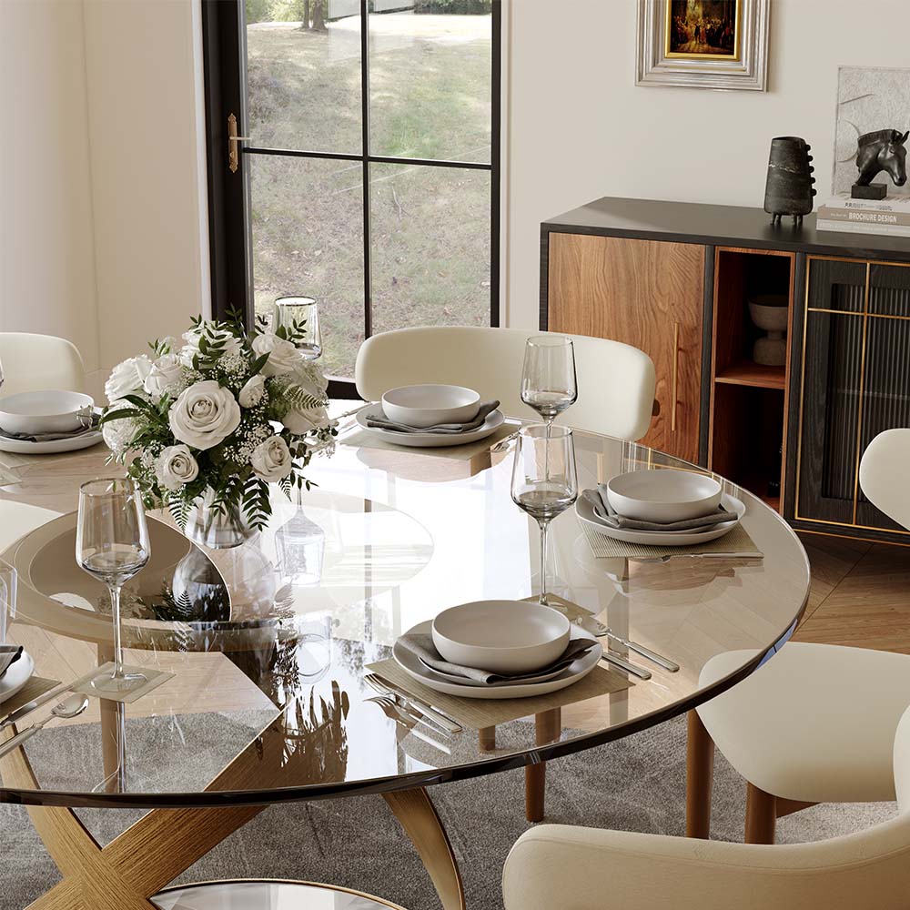 Modern Clear Tempered Glass Dining Tables