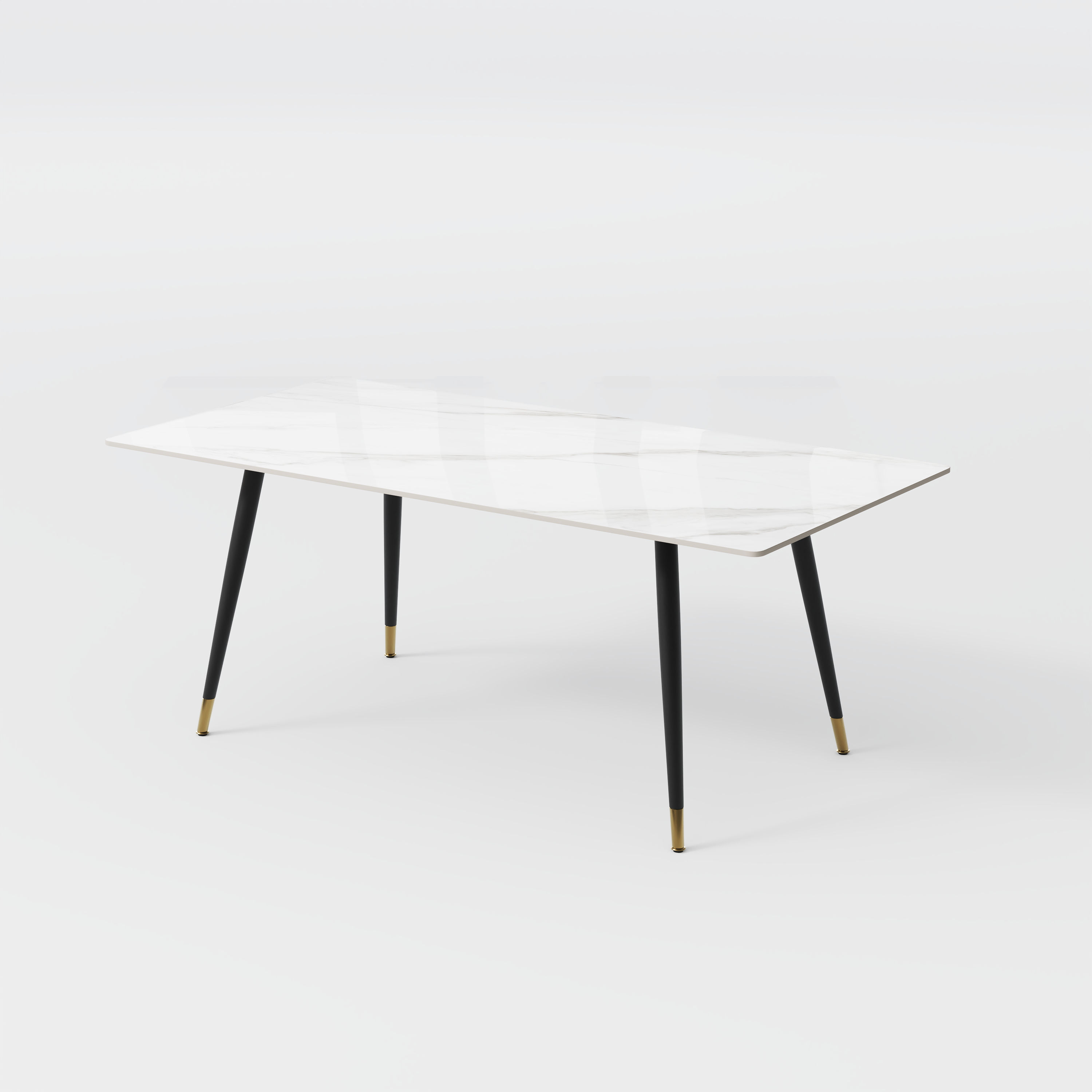 Partly Assemble White & Black Glossy Sintered Stone Dining Tables