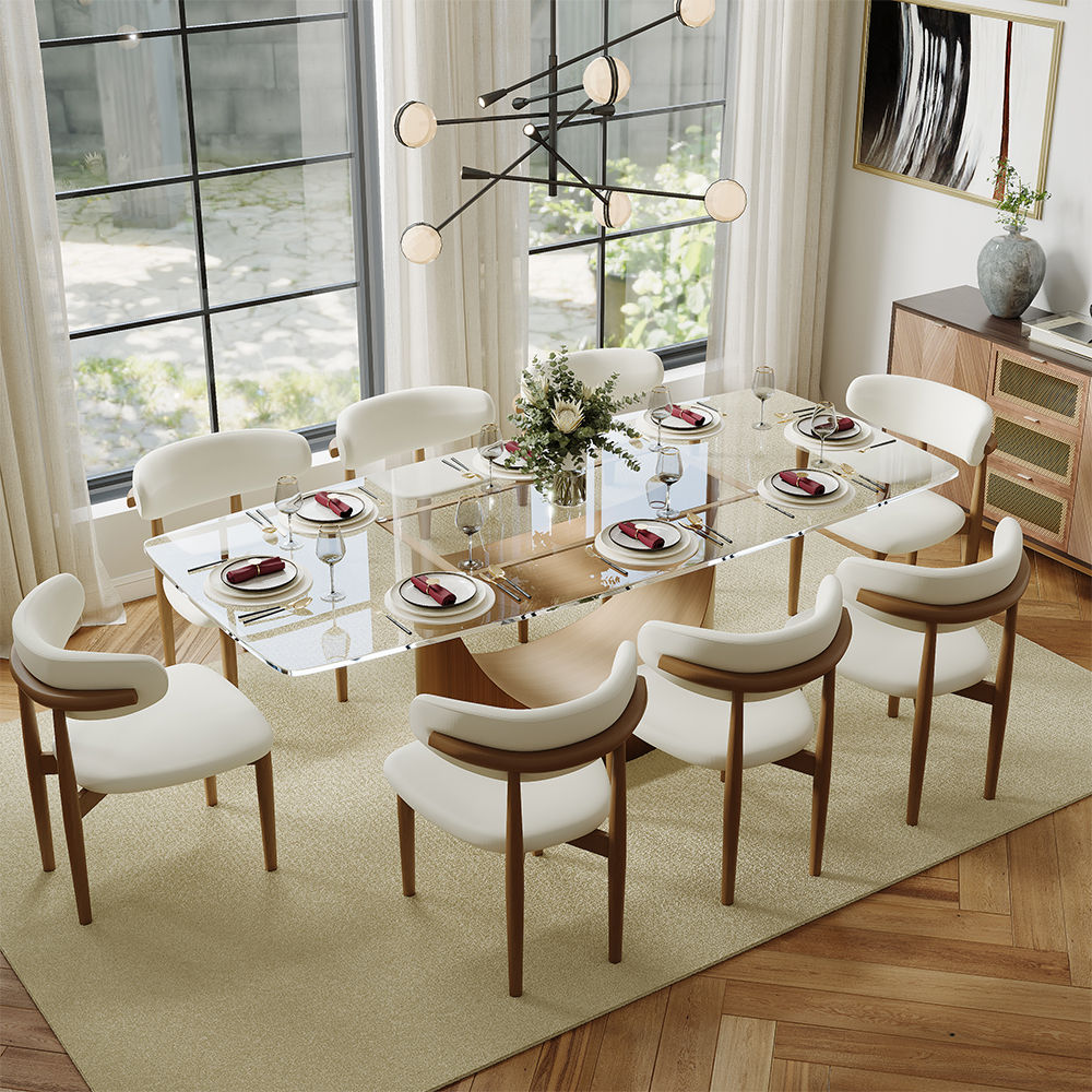 SMILE Transparent & Bronze Tempered Glass Dining Tables
