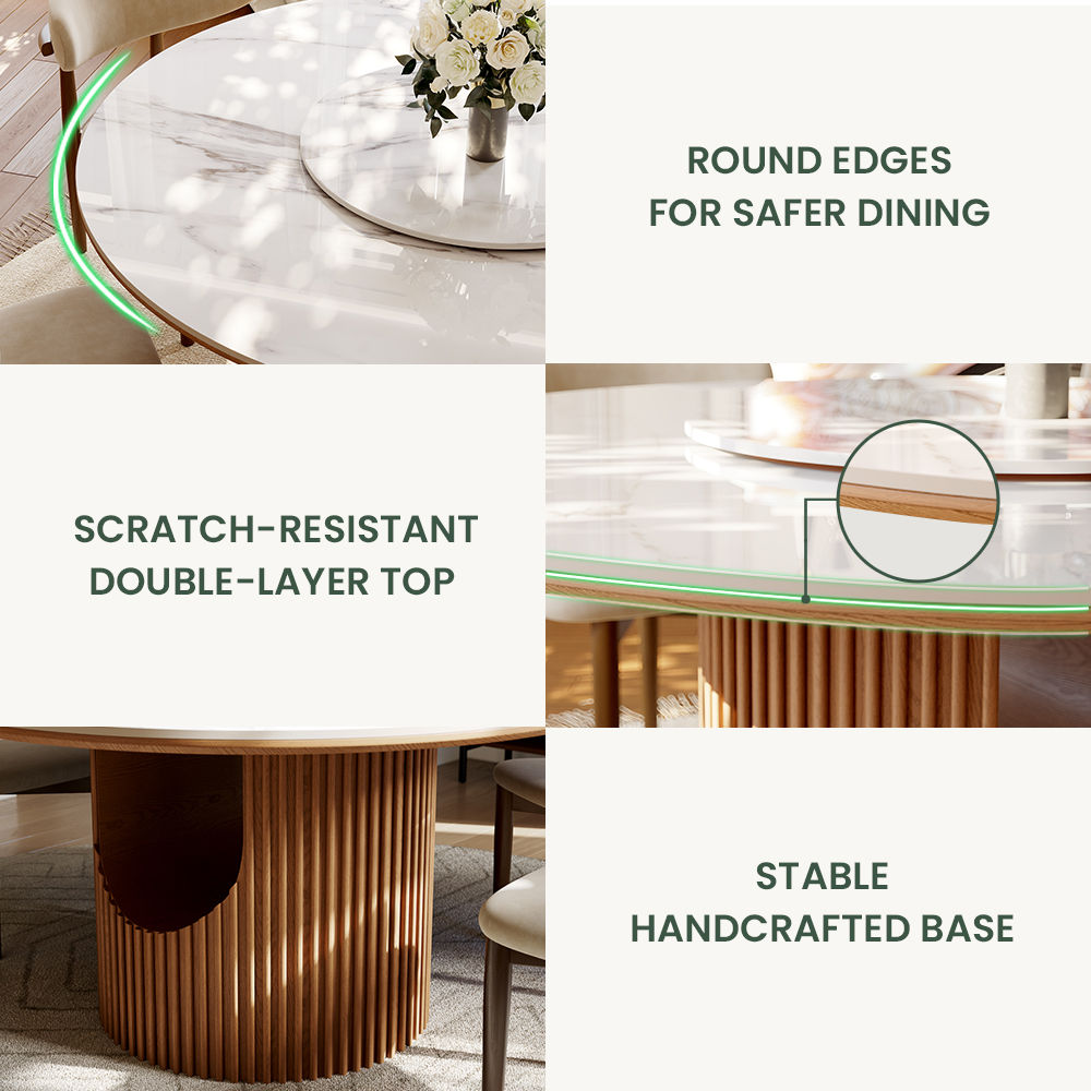 Sintered Stone Walnut & White Sintered Stone & MDF Dining Tables