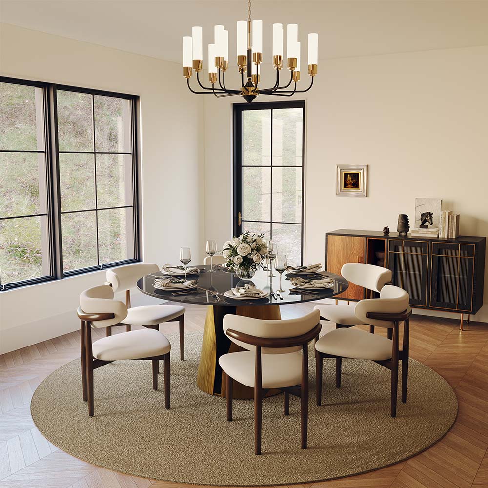 Sintered Stone Black & Bronze Glossy Sintered Stone Dining Tables