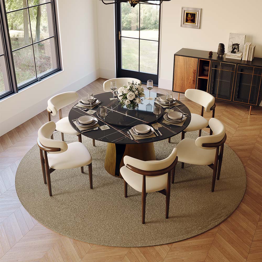 for 4 Black & Bronze Glossy Sintered Stone Dining Tables