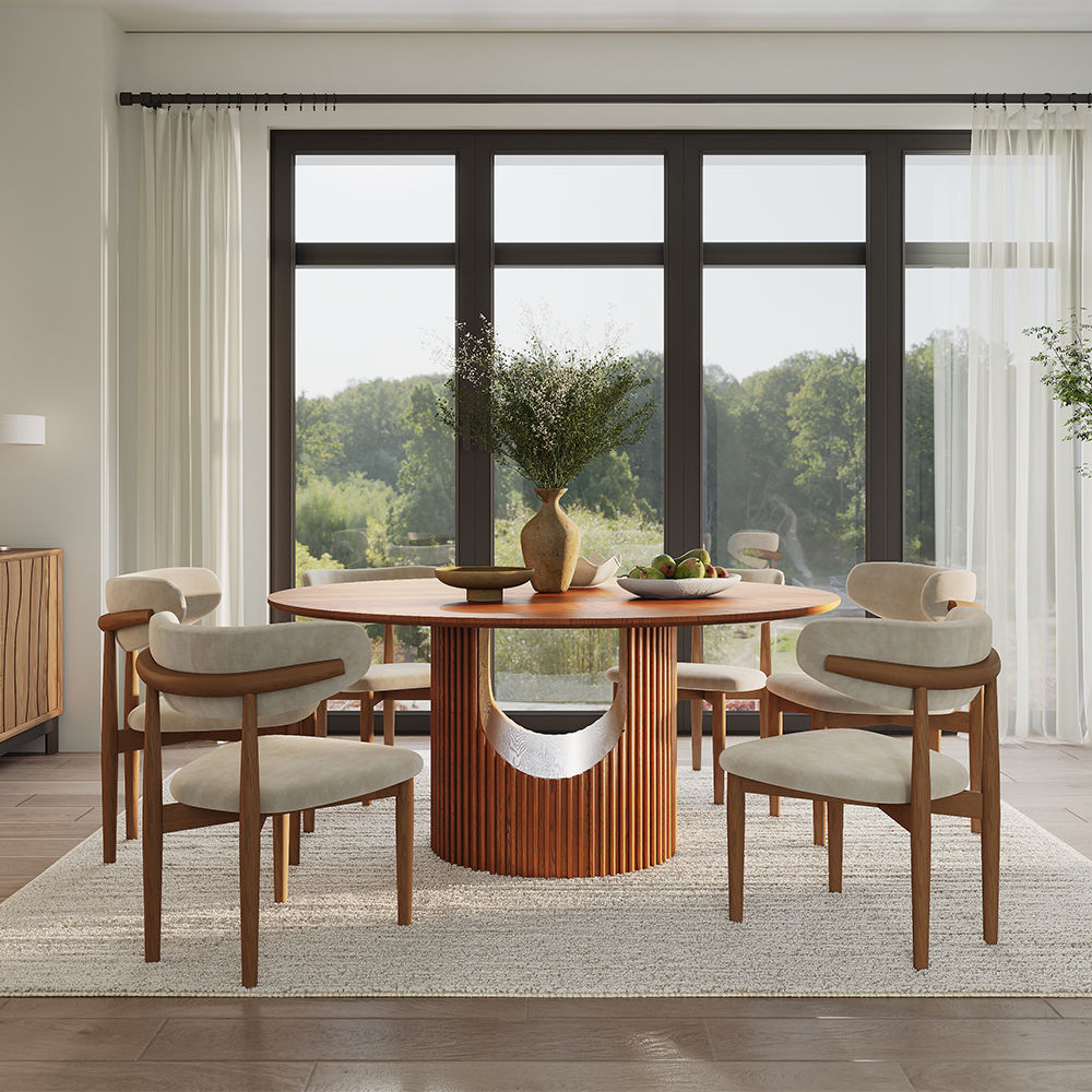SMILE Walnut Color Plywood Dining Tables