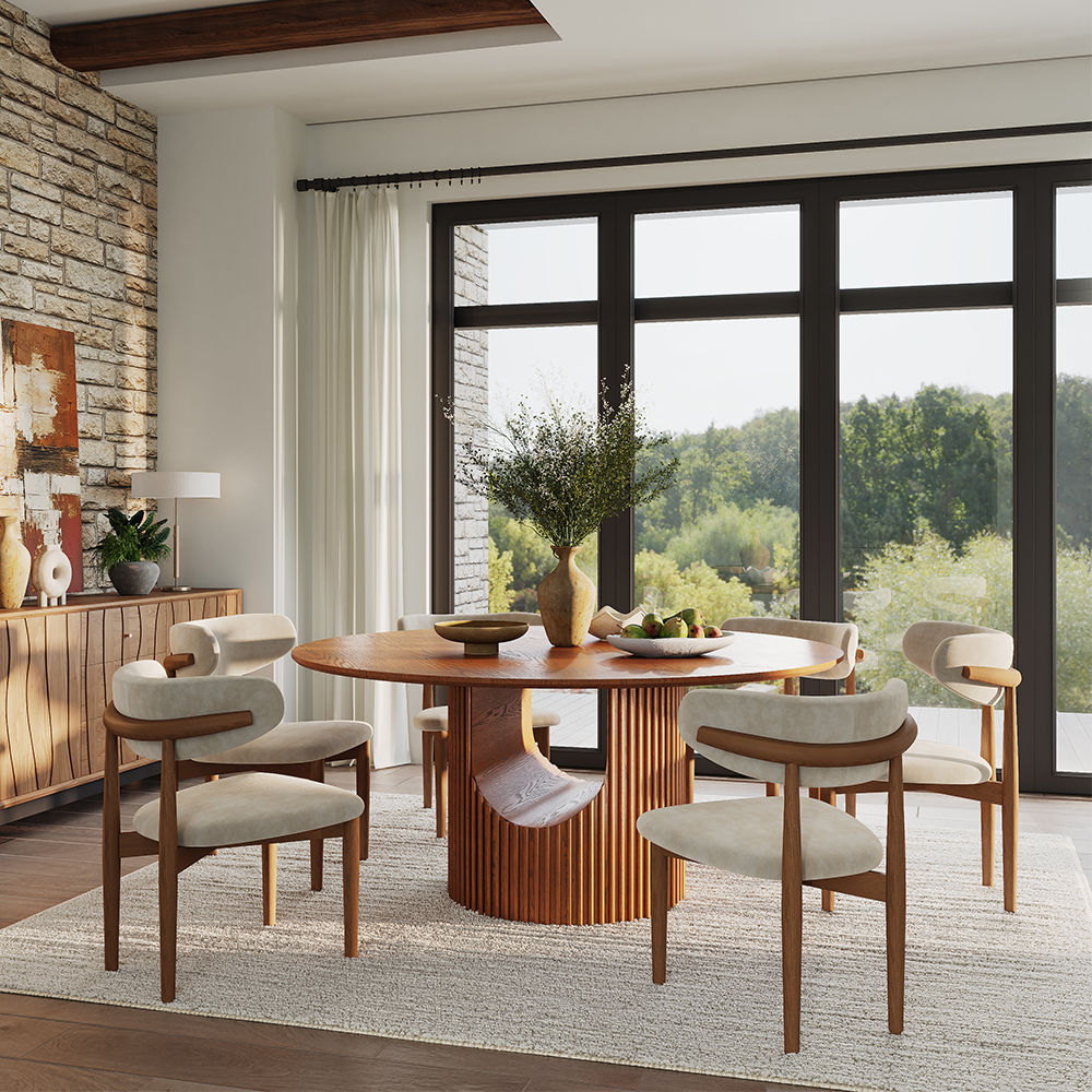 Partly Assemble Walnut Color Plywood Dining Tables