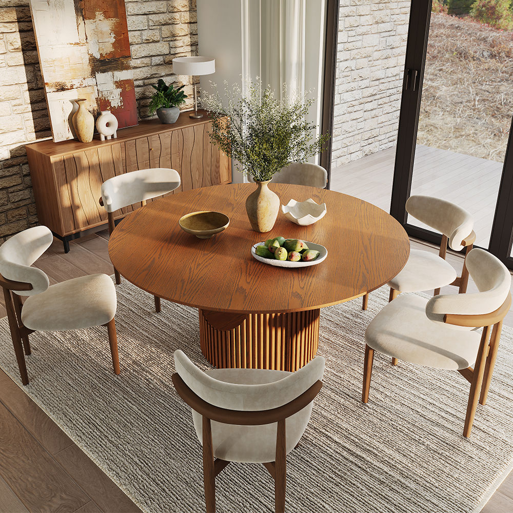Mid Century Modern Walnut Color Plywood Dining Tables