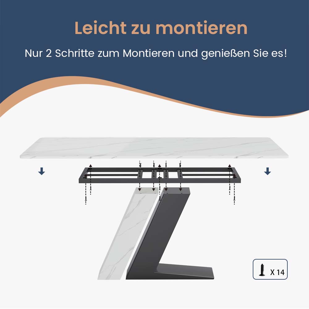 Glänzend weiß/schwarz Sinterstein Esstische