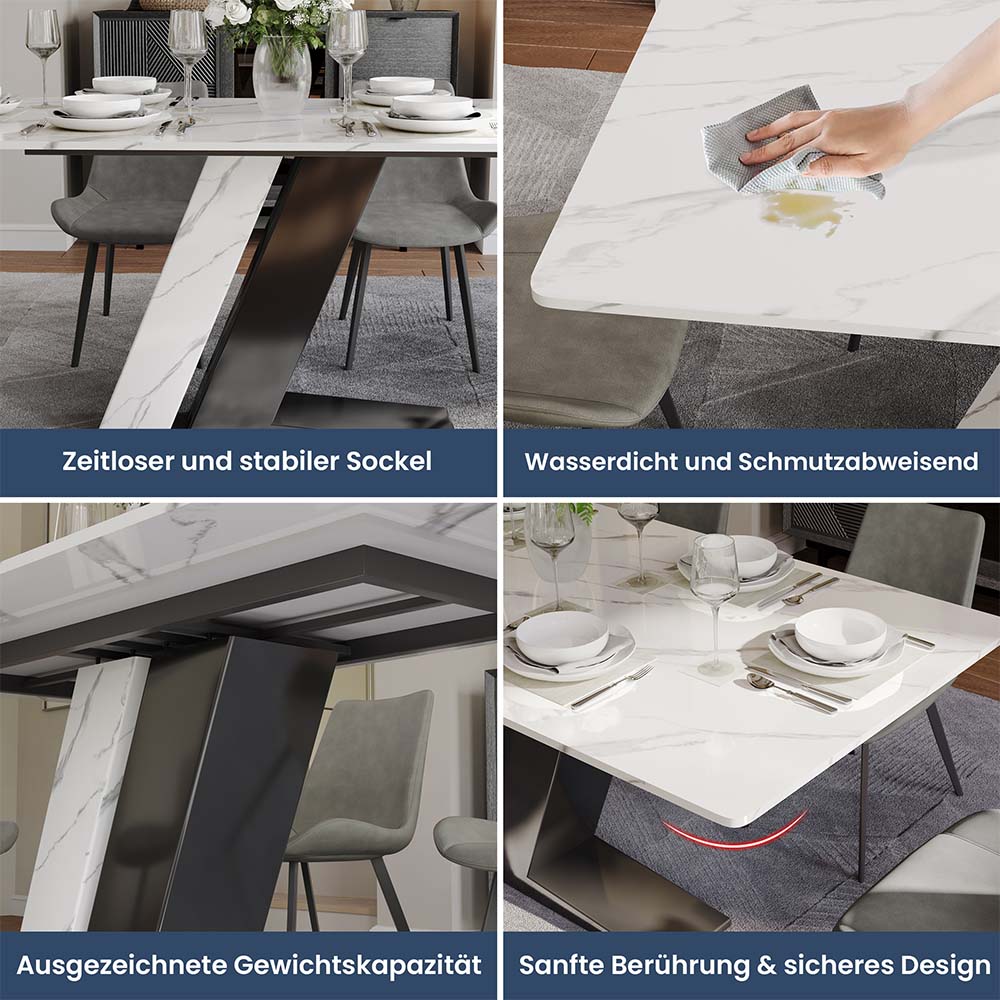 Glänzend weiß/schwarz Sinterstein Esstische