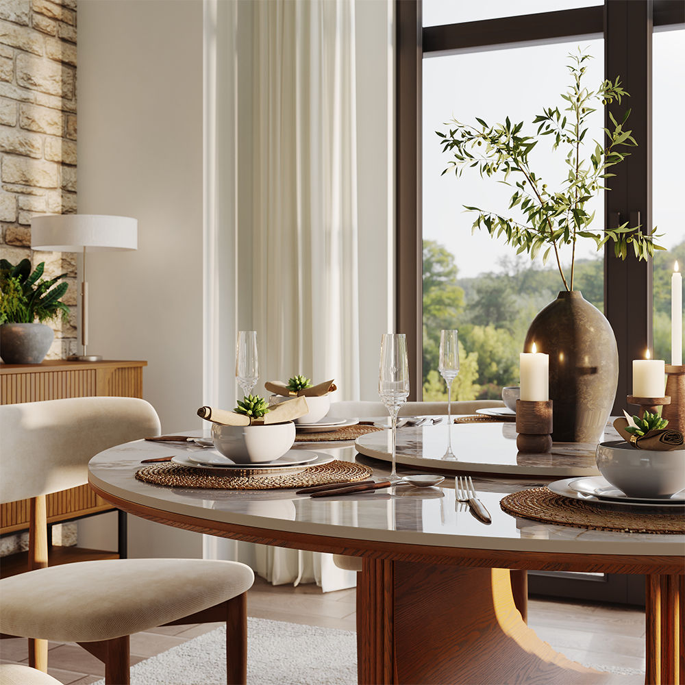 Solid Wood Pandora & Walnut Sintered Stone & Plywood Dining Tables