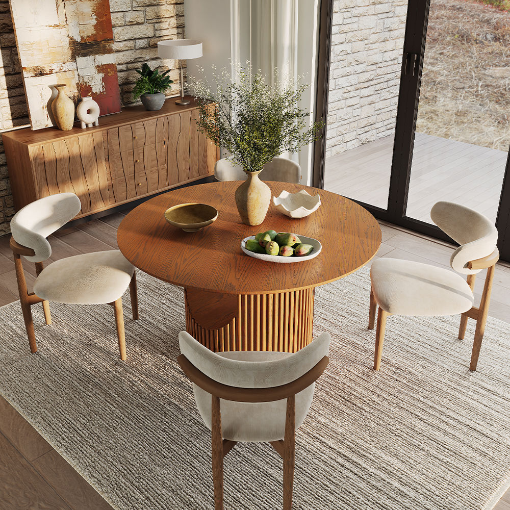 Mid Century Modern Walnut Color Plywood Dining Tables