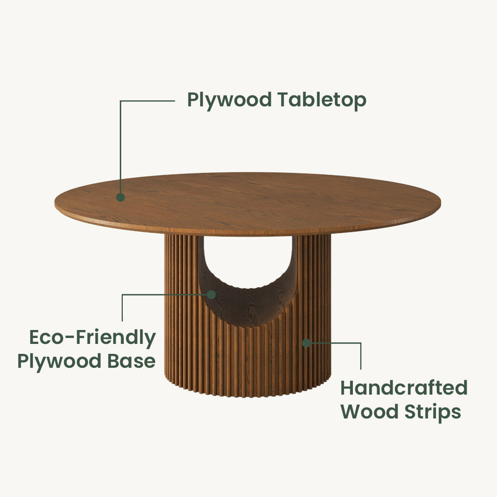 Solid Wood Leg Walnut Color Plywood Dining Tables