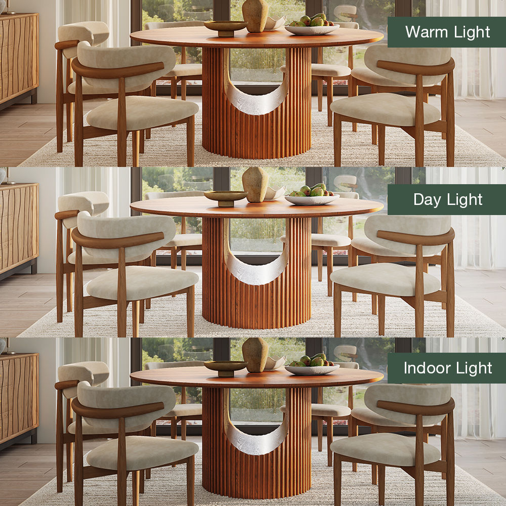 Round Walnut Color Plywood Dining Tables