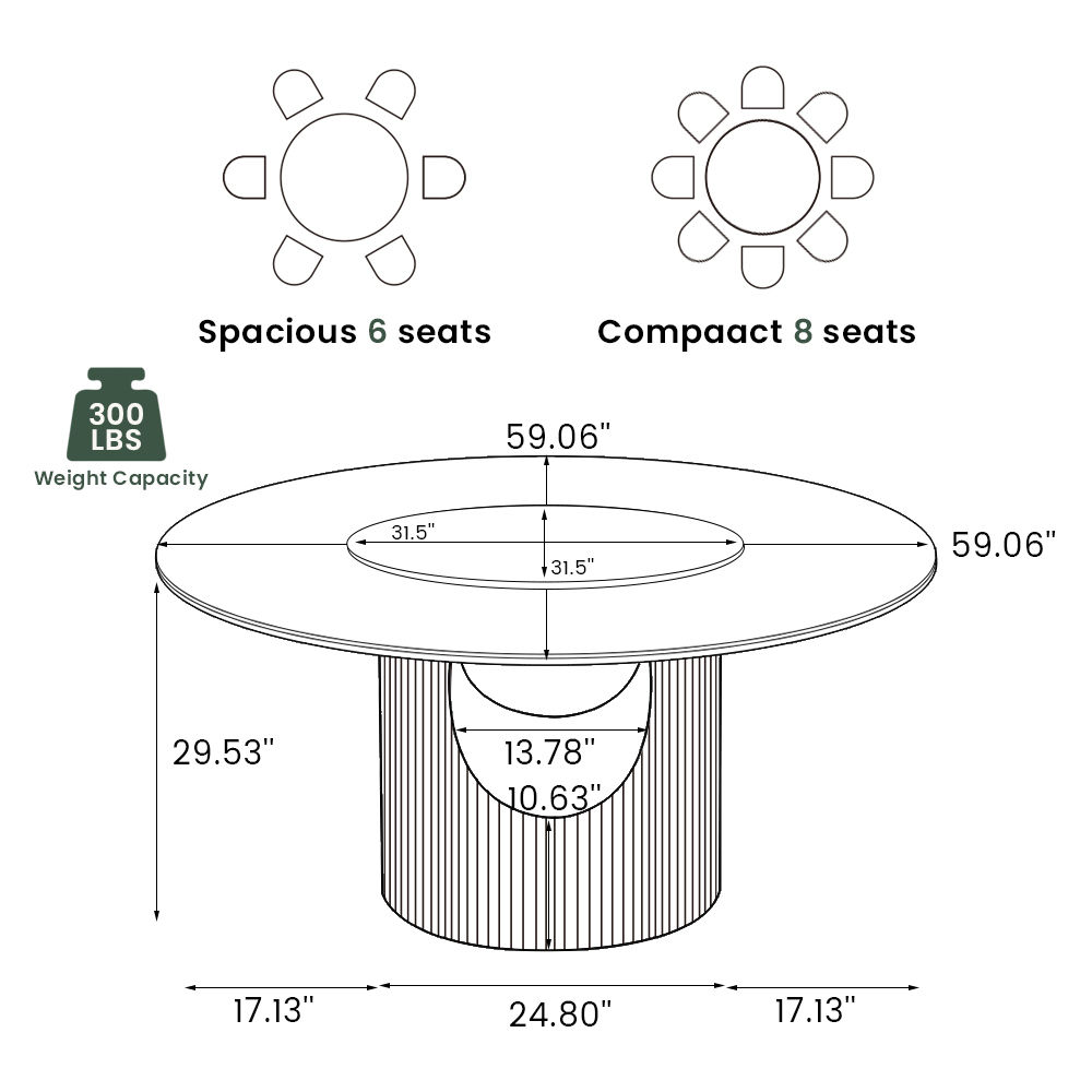 Round Walnut Color Plywood Dining Tables