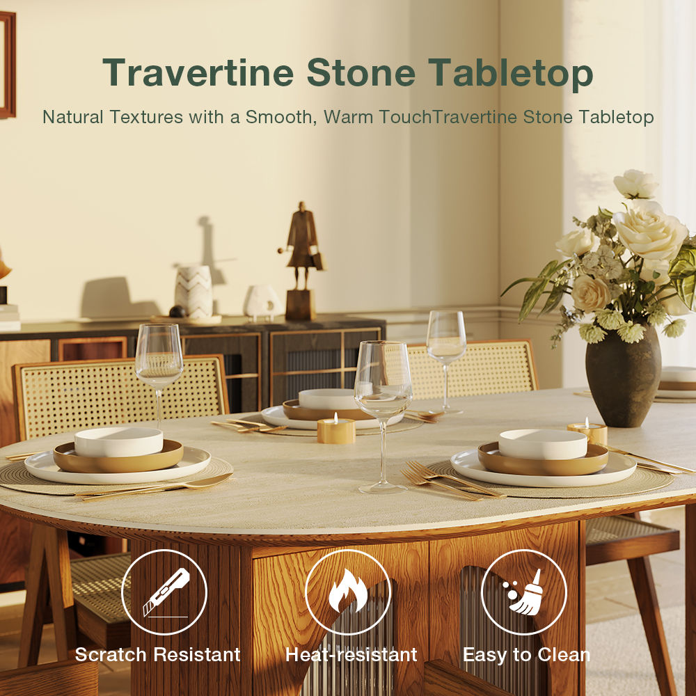 with Storage Yellow & Walnut Matte Sintered Stone Dining Tables