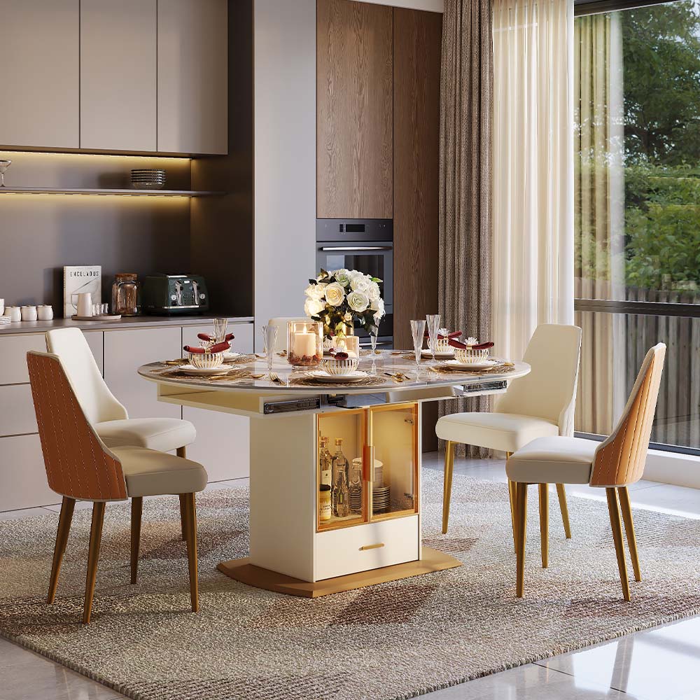Sintered Stone Pandora & Gold Glossy Sintered Stone Dining Tables