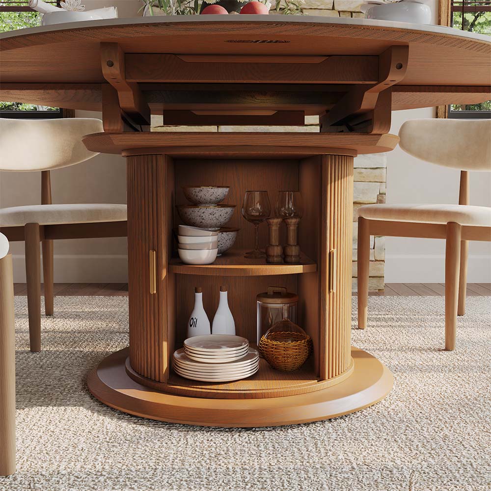 Wood White & Walnut Glossy Sintered Stone & MDF Dining Tables