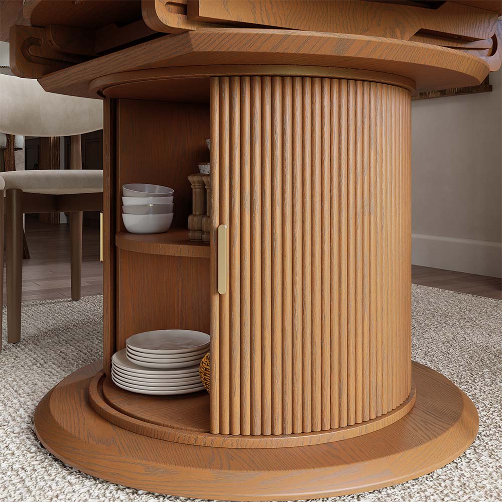 Extendable White & Walnut Glossy Sintered Stone & MDF Dining Tables