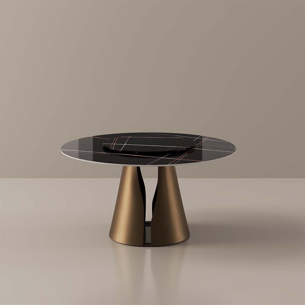 for 4 Black & Bronze Glossy Sintered Stone Dining Tables